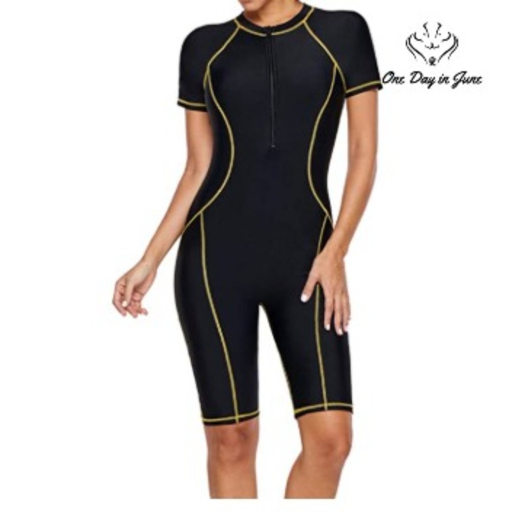 Swimsuit Boyshorts Short Sleeve One Piece